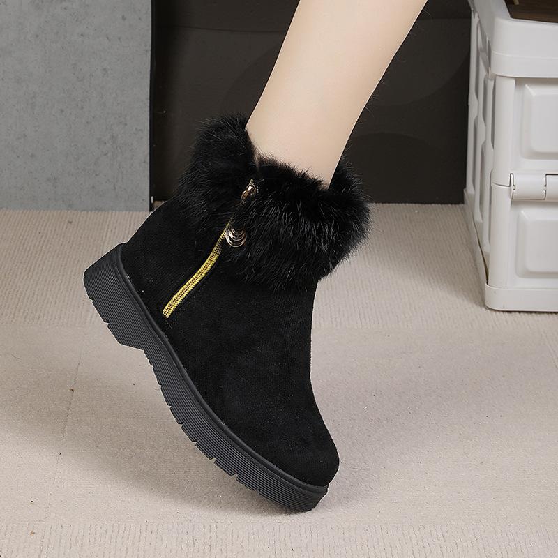 European and American suede fluffy snow boots women's winter new thick-soled plush warm middle-aged mother cotton boots