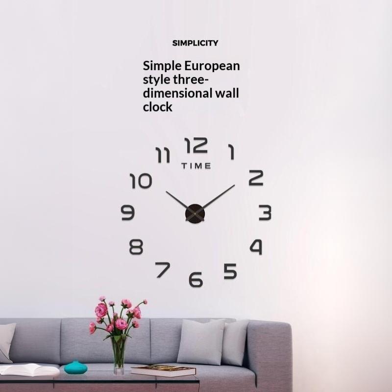 Large Wall Clock 50CM 3D DIY Quartz Acrylic Mirror Stickers Creative Art Decor for Cafe Restaurant Hotel Lobby