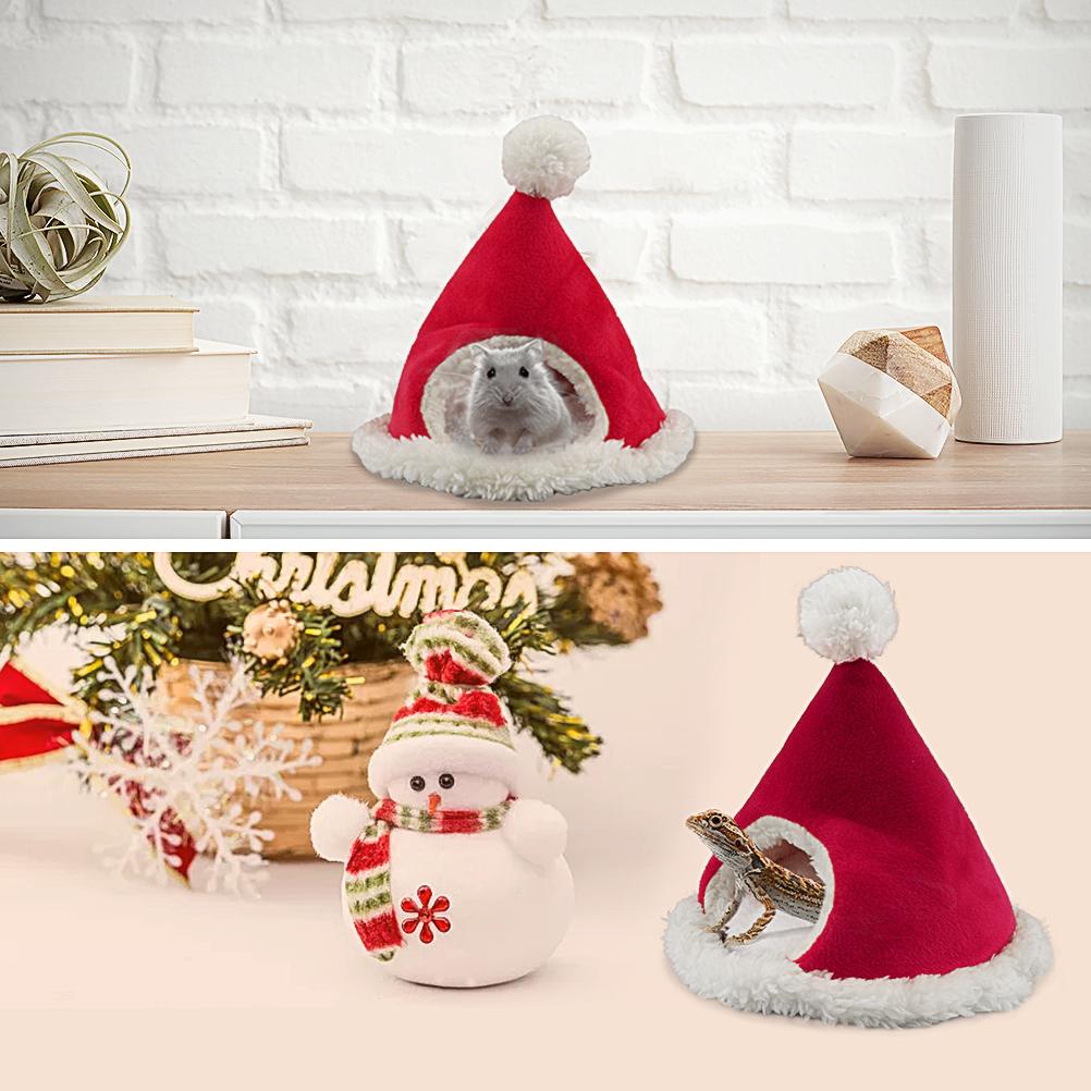 Christmas Guinea Pig Bed Fleece Small Animals Bed Hamster Mini House for Dutch Pig  Sugar Glider