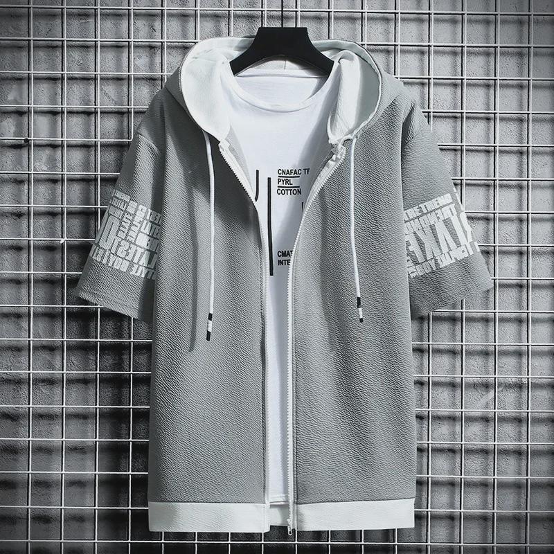 Pánská slim fit mikina na zip s kapucí - Korejský styl jarní/letní ležérní nošení