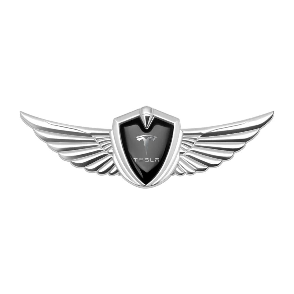 

Car Sticker Tesla 3D Eagle Angel Wings Emblem Metal Car Trunk Fender Stickers Auto Decoration For Tesla Model 3 Model X Y Cybert For Tesla срібний