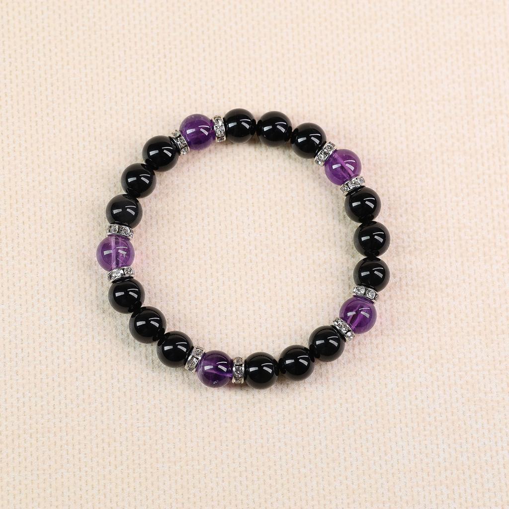COAI Obsidian and Amethyst Bracelet Protection and Purification Prayer (February Birthday), Bracelet, Beads, Women's