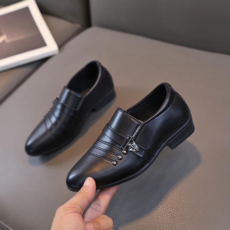 Black Leather Shoes for Boys Children Shoes Performance Shoes Kid Loafers Point Toe Dress for Boy Kid Shoe for Boys Zapatos Niña