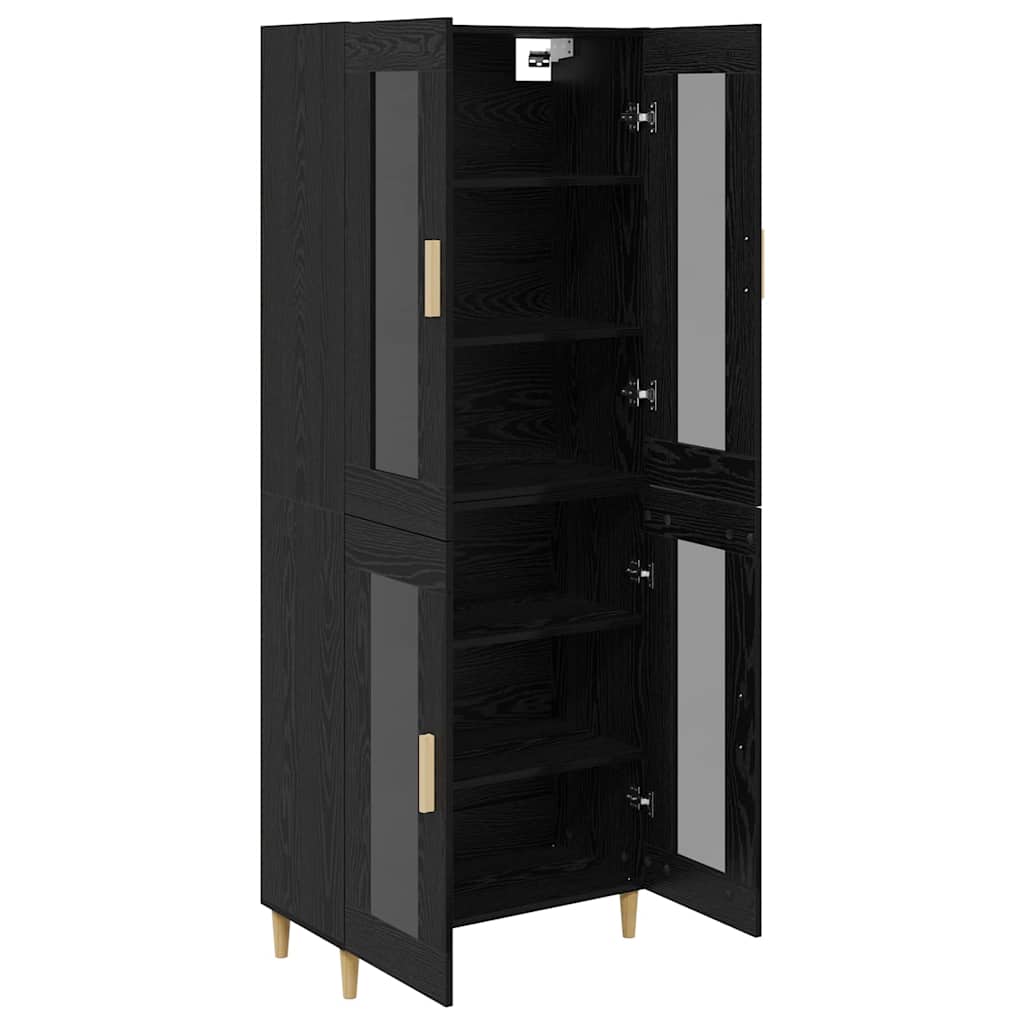 Highboard in Black Oak Look 69.5 x 34 x 180 cm Engineered Wood