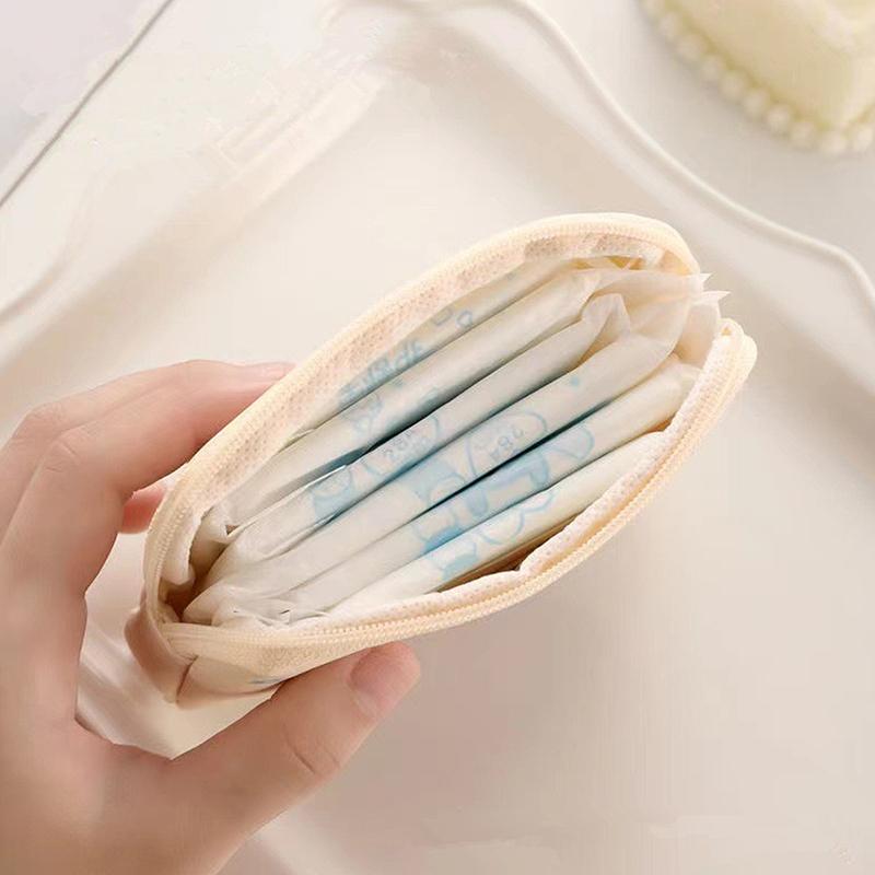 Kawaii Girls Sanitary Napkin Storage Bag Cartoon Pattern Mini Coin Purse Portable Cosmetic Bag Headphone Case Sanitary Mat Bag
