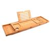 Acacia Wood Luxury Bath Rack: Retractable Holder for Phone, Tablet, and Wine.