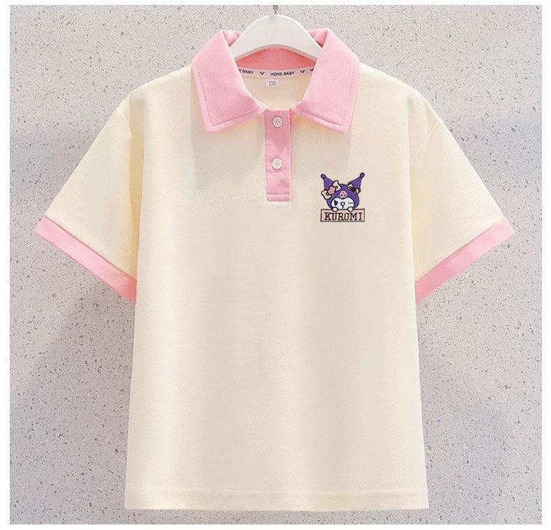 Kuromi Girls' Summer Cartoon JK Skirt Set - Short Sleeve Dress for Middle and Big Kids