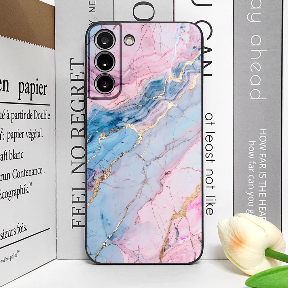 Colored Marble Pattern Phone Case for Samsung S25 S24 S22 S20 S23 Plus Ultra S21 S23 FE 5G Shockproof Soft Silicone Cover Fundas