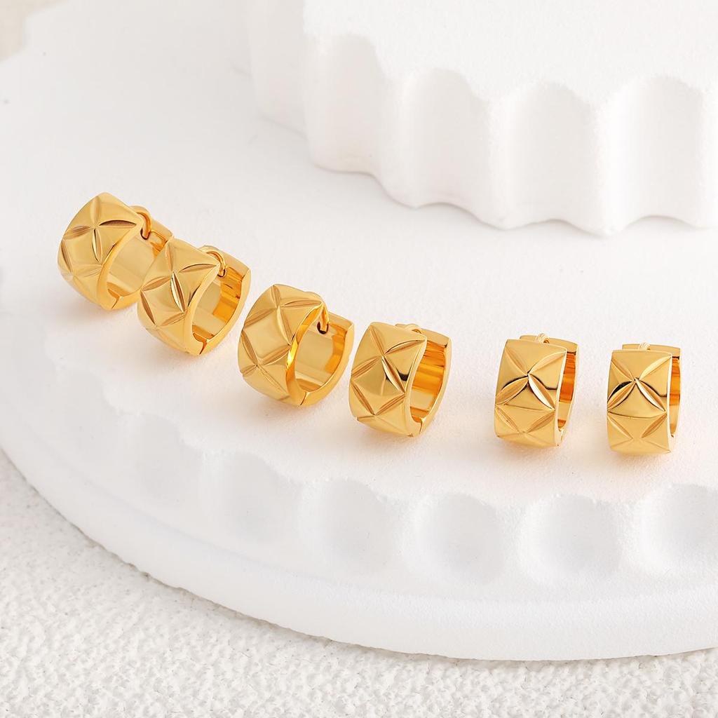 High-End Argyle Titanium Steel Ear Cuffs