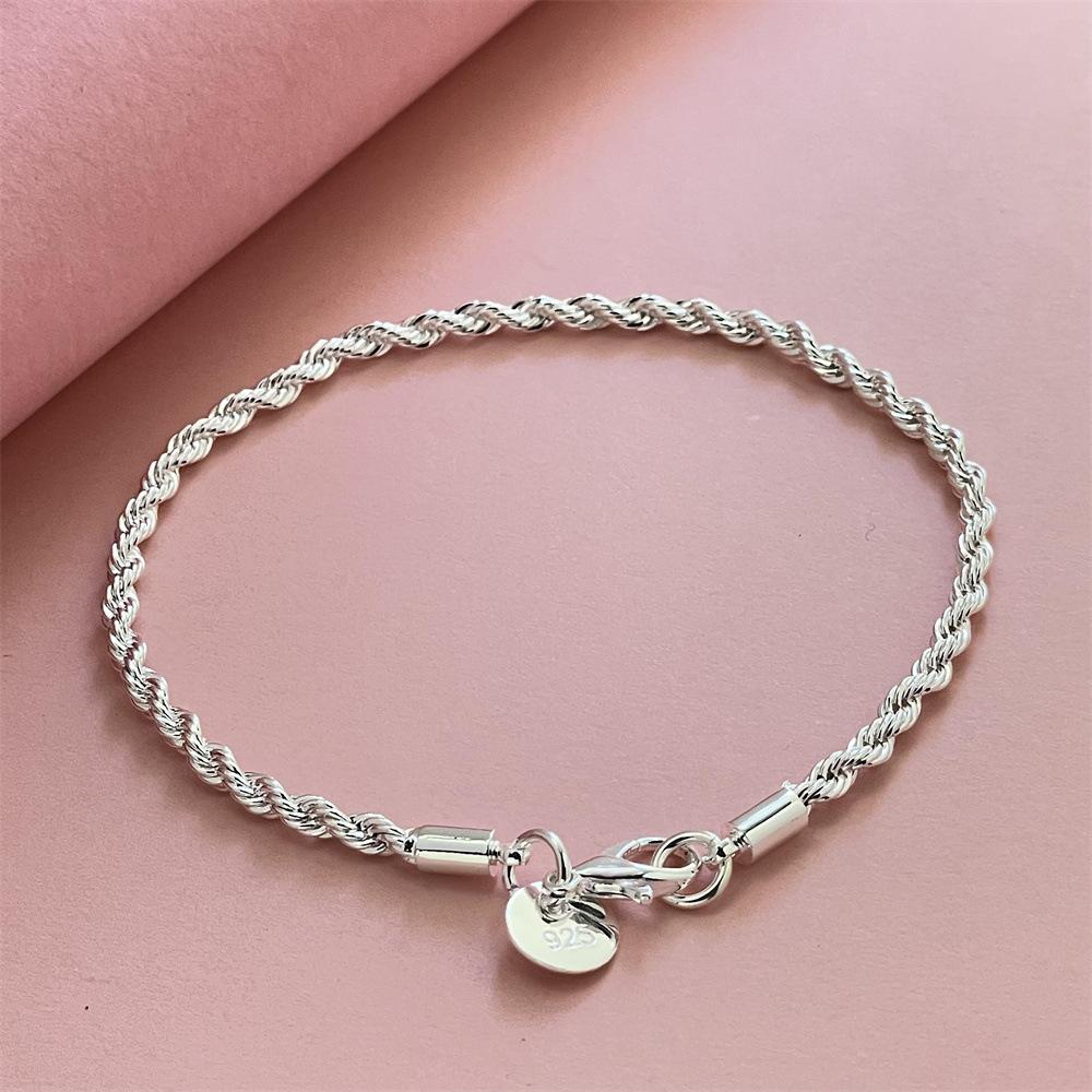 Creative Twisted Circle Chain Women Men Silver Color Bracelet Brand New High Quality 925 Fashion Jewelry Christmas Gift