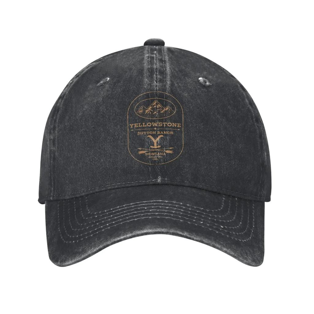 AYellowstone Sliten Dutton Basebollkepsar Sliten Denim Snapback Keps Ranch Guldlogotyp Utomhus Löpning Ostrukturerade Kepsar Ha