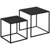 Side Table, Coffee Table, Nesting Table Set, Set of 2, Modern Design, Steel Frame, Black, 40 X 40 X 40cm