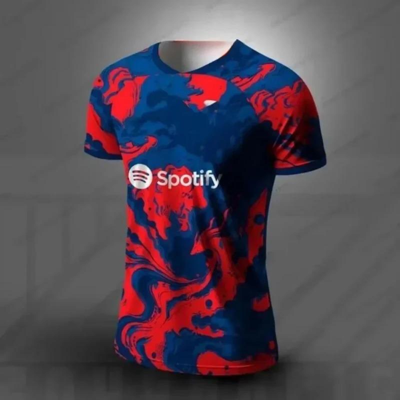 Camiseta de Fútbol Edición Especial Verano Barcelona para Hombre y Mujer Cómoda Transpirable de Secado Rápido Camisetas de Entrenamiento para Motocicleta