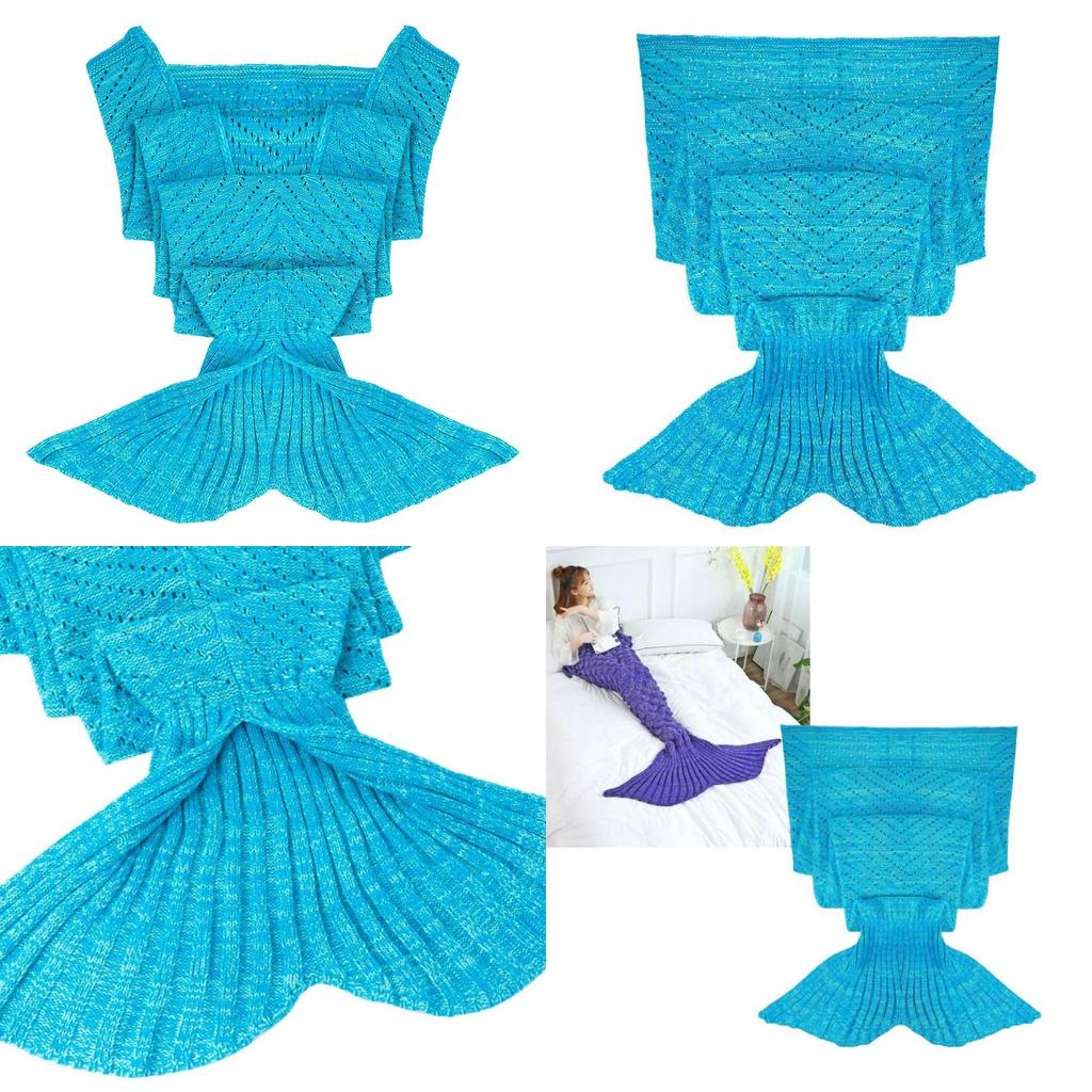 Kids Mermaid Tail Blanket With Pure Color Design And Acrylic Material For Cozy Comfort