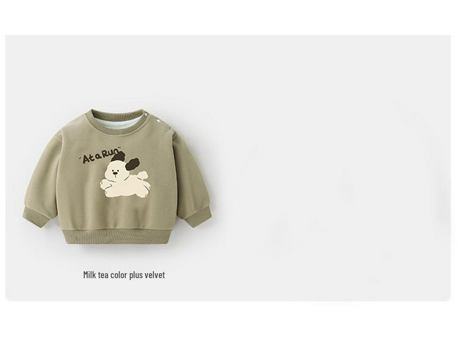 Bluza polarowa z okrągłym dekoltem dla niemowląt, z długim rękawem, ciepła koszulka bazowa na jesień i zimę