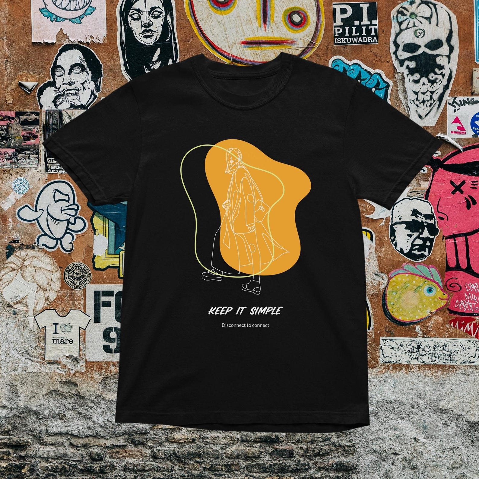Abstract Face T-Shirt: Picasso Single Line Art, Unisex Cotton Tee M