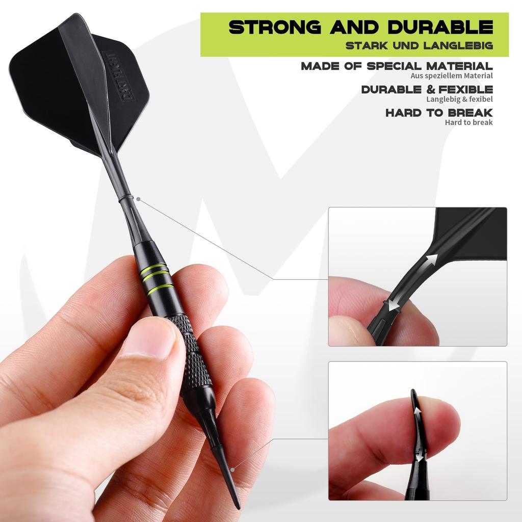 MageRabbit 3 Copper Darts and 30 Soft Tip Darts Black Durable Integrated Dart Integrated Darts for Beginners Tips, Box, Flights, Darts,