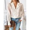 Spring And Autumn Women New Single Breasted Cardigan Suit Collar Long Sleeved Jacquard Blouse Elegant Office Lady Shirts