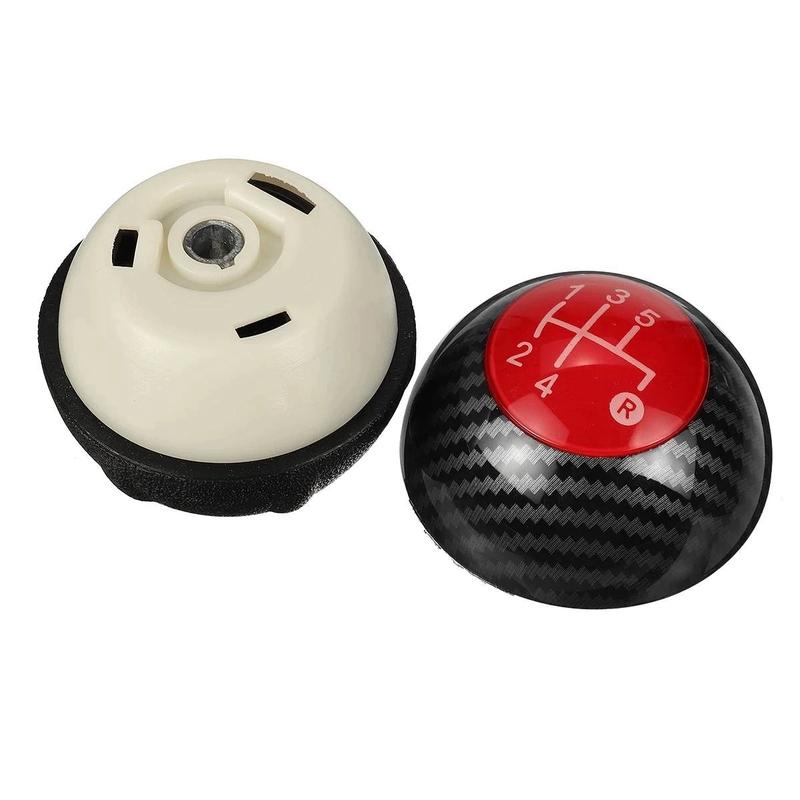5 Speed Gear Stick Shift Lever Knob Manual Transmission 55344048 For Fiat 500 2012-2018 Carbon pattern  red
