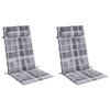 High Back Chair Cushions 2 Pcs Grey Checkered Pattern Oxford Fabric
