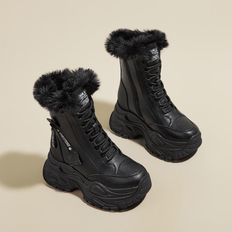 

Seasonal new product thick-soled muffin bottom non-slip solid color high-top Martin boots side zipper ins super fire shoes 40 чорний
