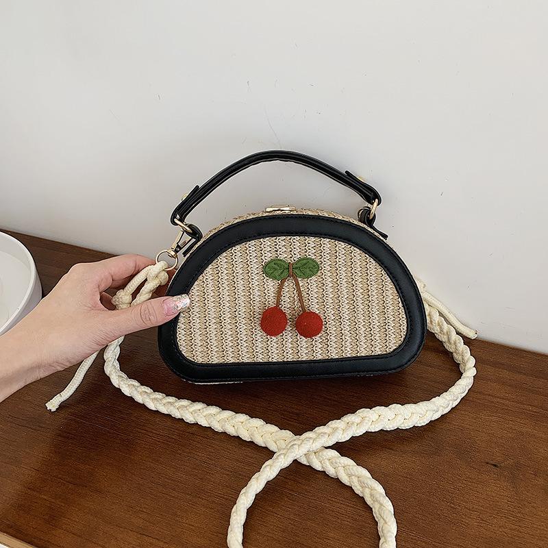 

Модная соломенная коробка, сумка через плечо, сумка-мессенджер, летняя новинка, текстурная, портативная женская сумка кроссбоди, пляжная дорожная сумка, кошелек AVE 21x6x13cm чёрный