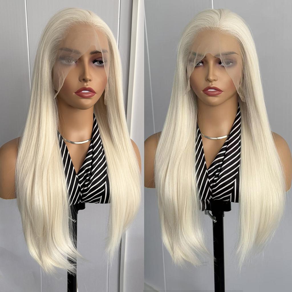 AIMEYA Light Pink Long Straight Wig Synthetic Hair Pink Lace Front Wigs Heat Resistant  Wig Silky Straight Pink Hair