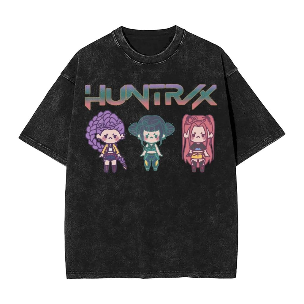 Huntrix Kpop Demon Hunters Mira Rumi  Zoey T Shirt Summer Washed T-Shirts Casual Hippie Tee Shirt for Men Print Top Tees 2025