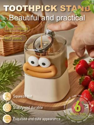 Cute Cartoon Toothpick Stand (6cm Width) – ABS Plastic Automatic Squeeze Toothpick Dispenser
