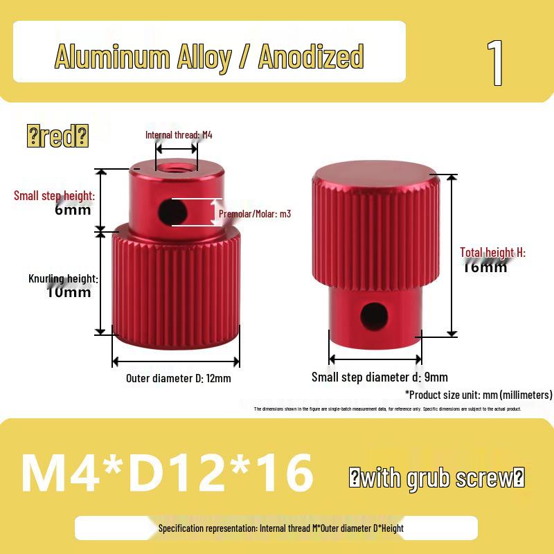 Aluminum Alloy Knurled Handwheel with Side Teeth, Threadless M3-M8, Hand-Tightened Nut