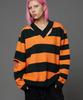 HOODHOOD Striped Cutout V-Neck Knit Orange
