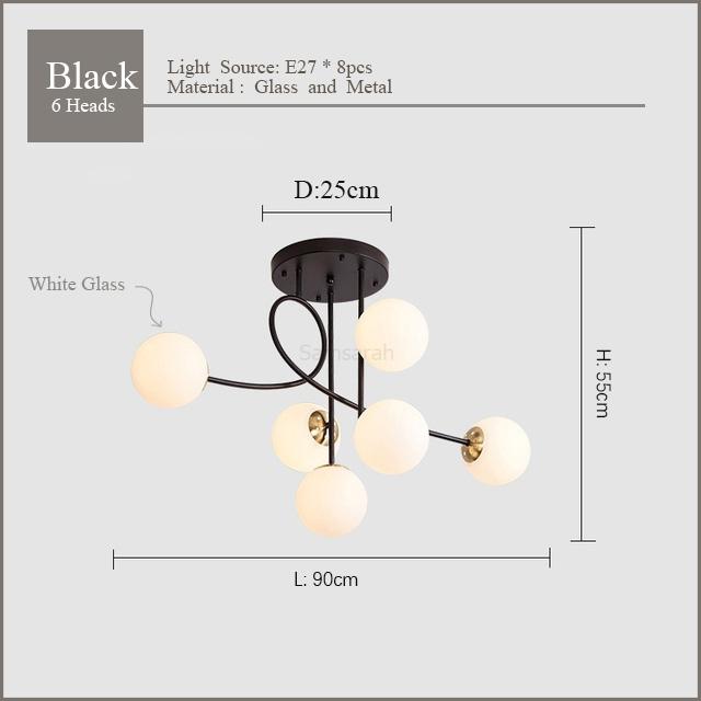 

Nordic Modern Minimalist Magic Bean Glass Ceiling Lamps Creative Art Living Room Bedroom Golden Luxury Led Chandelier Home Decor Warm White