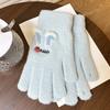 One Size Strawberry Rabbit Winter Warm Gloves Embroidered Nylon Knitted Gloves  Outdoor Cycling