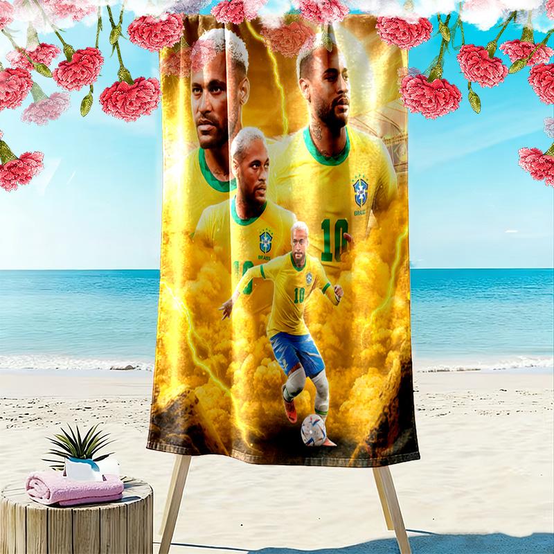 Asciugamano da Spiaggia con Stampa di Neymar, Asciugamano Grande Morbido ad Asciugatura Rapida per Spiaggia Campeggio Nuoto