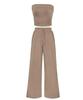 2026 European & American Fashion Casual Solid Color Bandeau Top and Pants Women's Set - Vacation Style