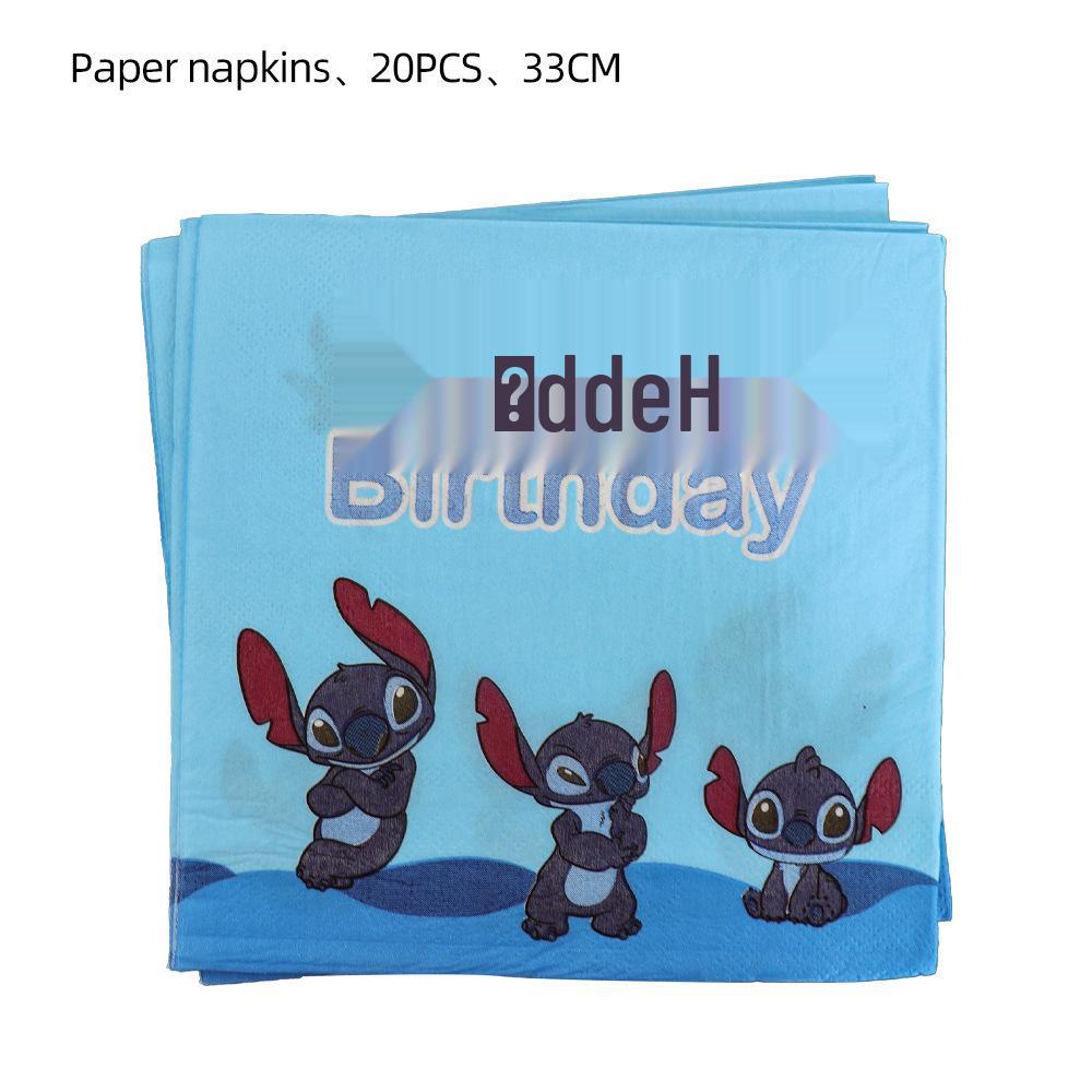 Blue Stitch Birthday Party Disposable Tableware Set - Plates, Cups, and Napkins for Boys
