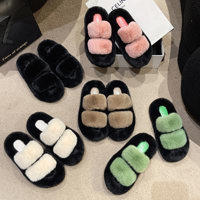 Thick-soled Slippers Women Casual Fashion Home Wearing Cotton Fur Slippers Women.