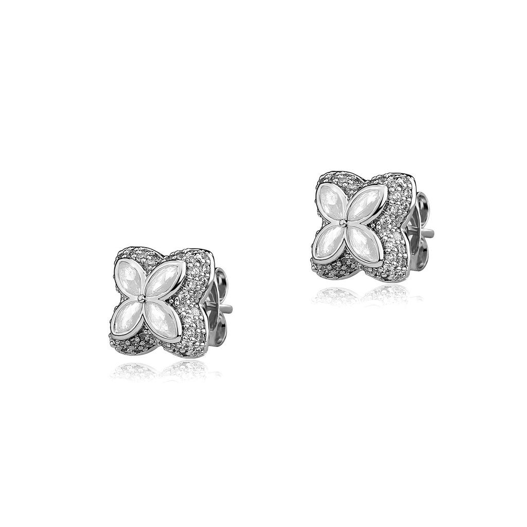 Four-leaf Clover Full Diamond Pave Stud Earrings Simple Ear Jewelry High-end Personality Fashion Ear Accessories