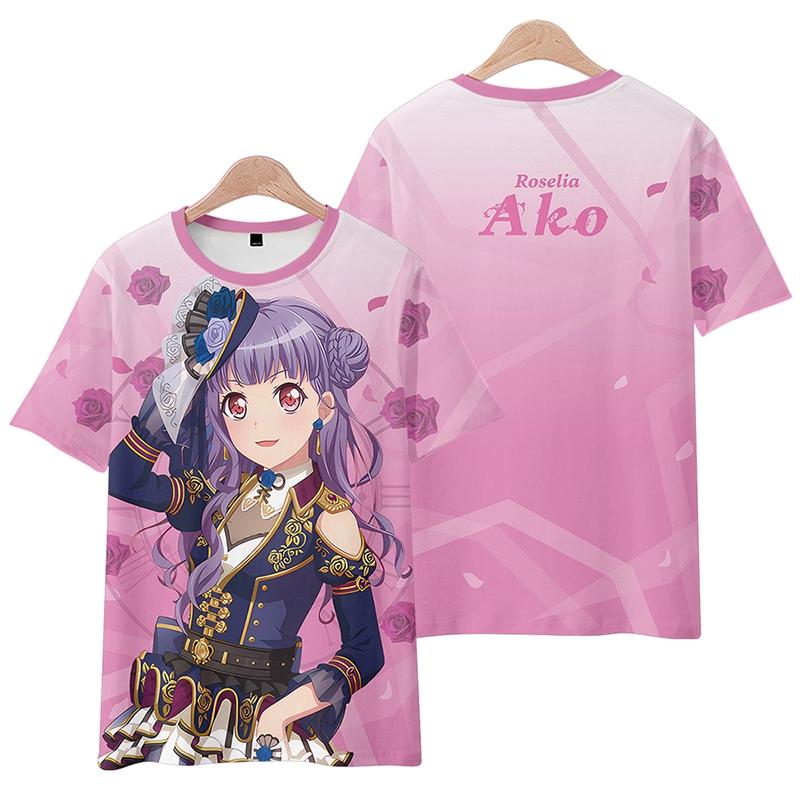 Roselia Anime Tee 2025 New BanG Dream Girl Band All Role Playing 3D Print T-shirt Summer Men Women Harajuku Short Sleeve Y2k Top