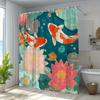 1pc for Lotus Koi Pattern Shower Curtain, Bright Colors, Natural Scenery, Add Artistic Atmosphere, Suitable for Bathtub Partitio