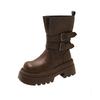 British Style Platform Fashion Boots Women's 2025 New Korean Version Belt Buckle Fashion Martin Boots Niche Design Short Boots