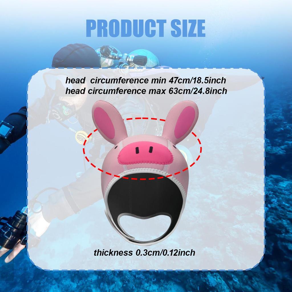 Piggy Scuba Diving Cap Cute Surfing Hood for Snorkeling Canoeing Underwater
