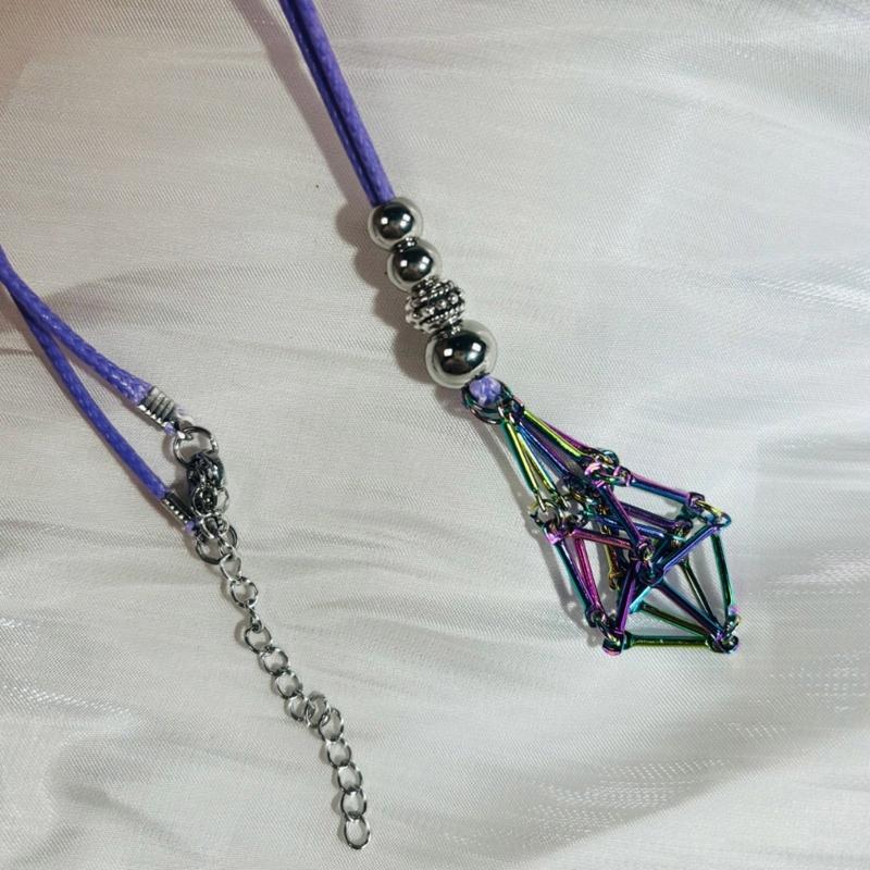 Fashionable Adjustable Metal Cage Necklace Crystal Holder Pendant Neckchain For Men Women Stylish Jewelry Accessories