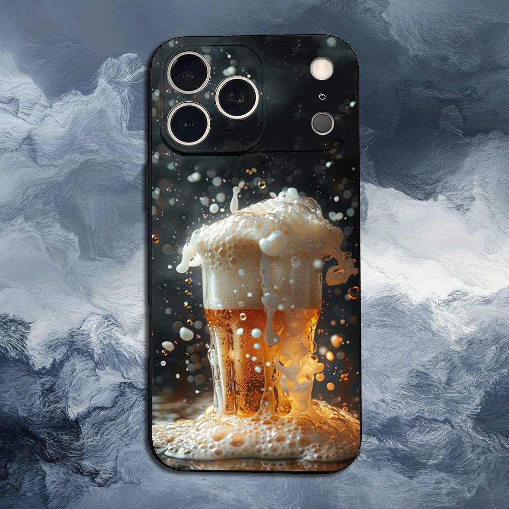 Alcohol Art Beer For iPhone 13,16,11,14,17,12,15,Plus,Pro Max,XS,X,XR,SE,Mini,8,7,Phone Case Soft Silicone Black