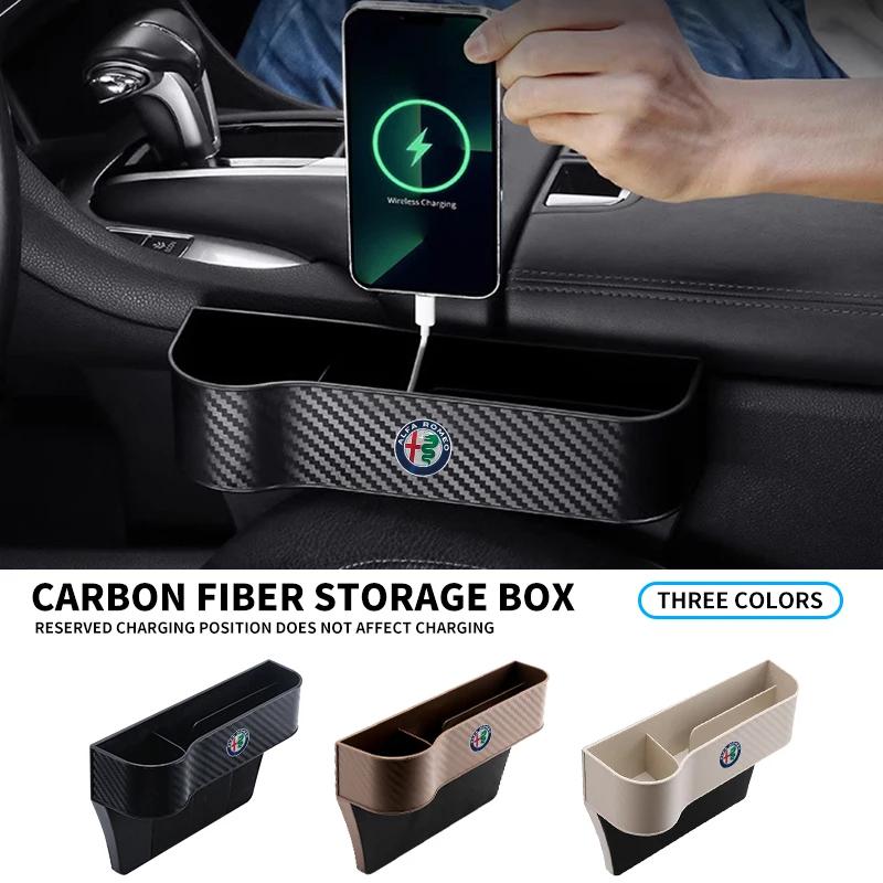 Car Seat Gap Water Cup Holder Crevice Side Storage Box For Alfa Romeo Giulia Stelvio Giulietta 156 159 147 Mito Tonale Brera Dis