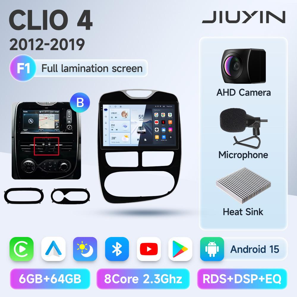 JIUYIN Android 15 Wireless CarPlay Auto Car Radio For Renault Clio 4 ZOE 2012-2019 Intelligent Systems DSP SWC RDS GPS FM BT