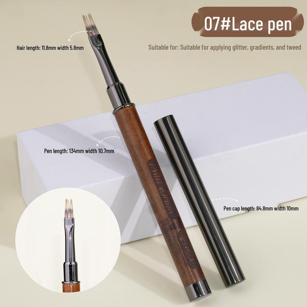 Sandalwood Nail Art Gel Pen Set: Round & Flat Tips for Painting, Drawing, and French Designs