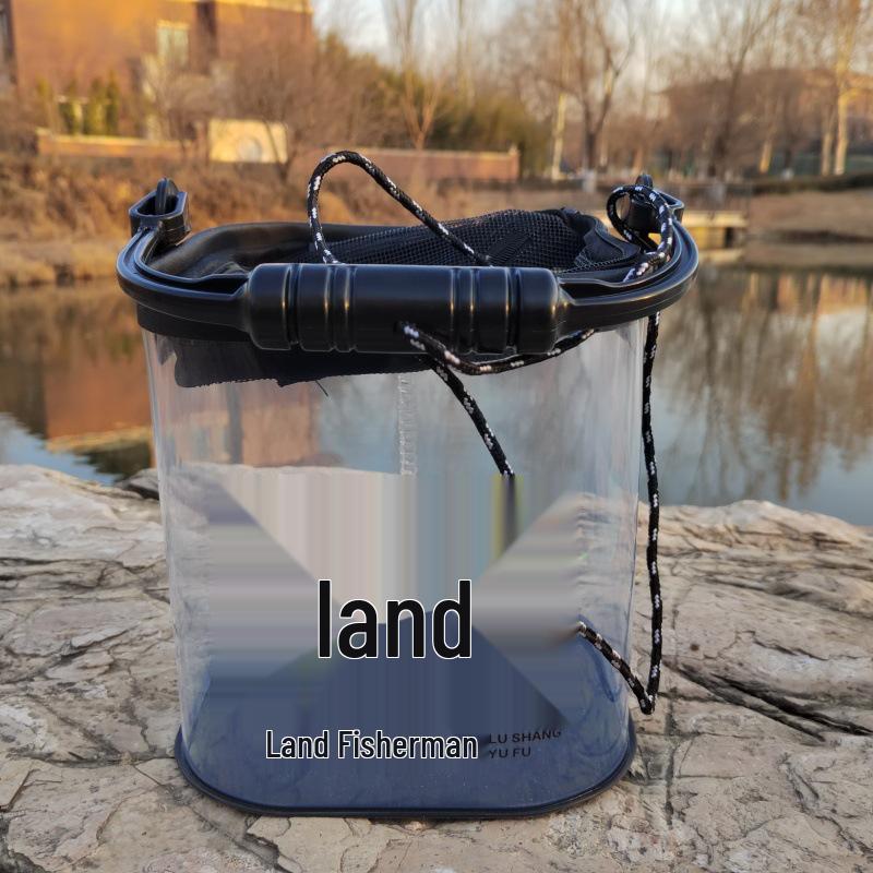 Transparent Foldable Fishing Bucket with Rope for Live Fish and Bait