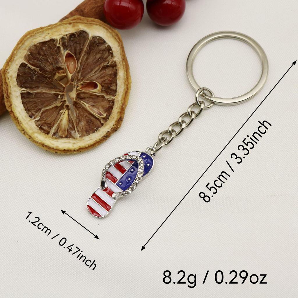 European American Independence Day Star & Flag Slipper Keychain