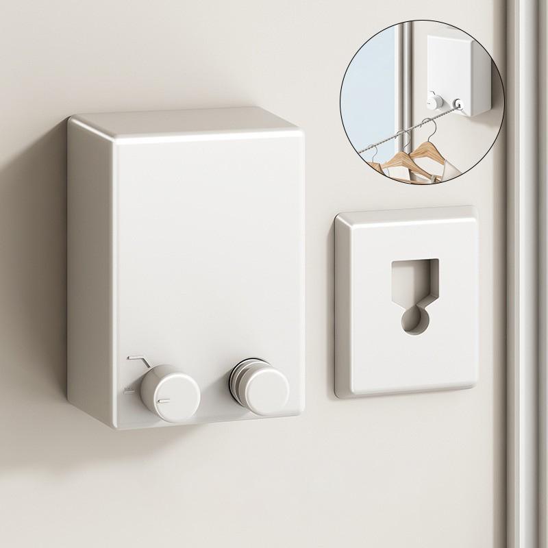 

Выдвижная бельевая веревка без проколов, настенная сушилка для одежды для гостиниц, внутренний стальной провод, невидимый органайзер, вешалка для белья белый